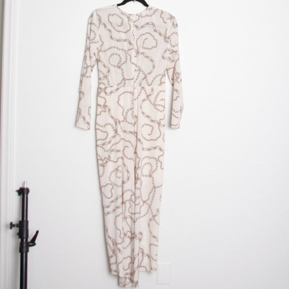 Veronica Beard Kersey Dress Chain Print Silk Ecru Brown 4 - Picture 6 of 8